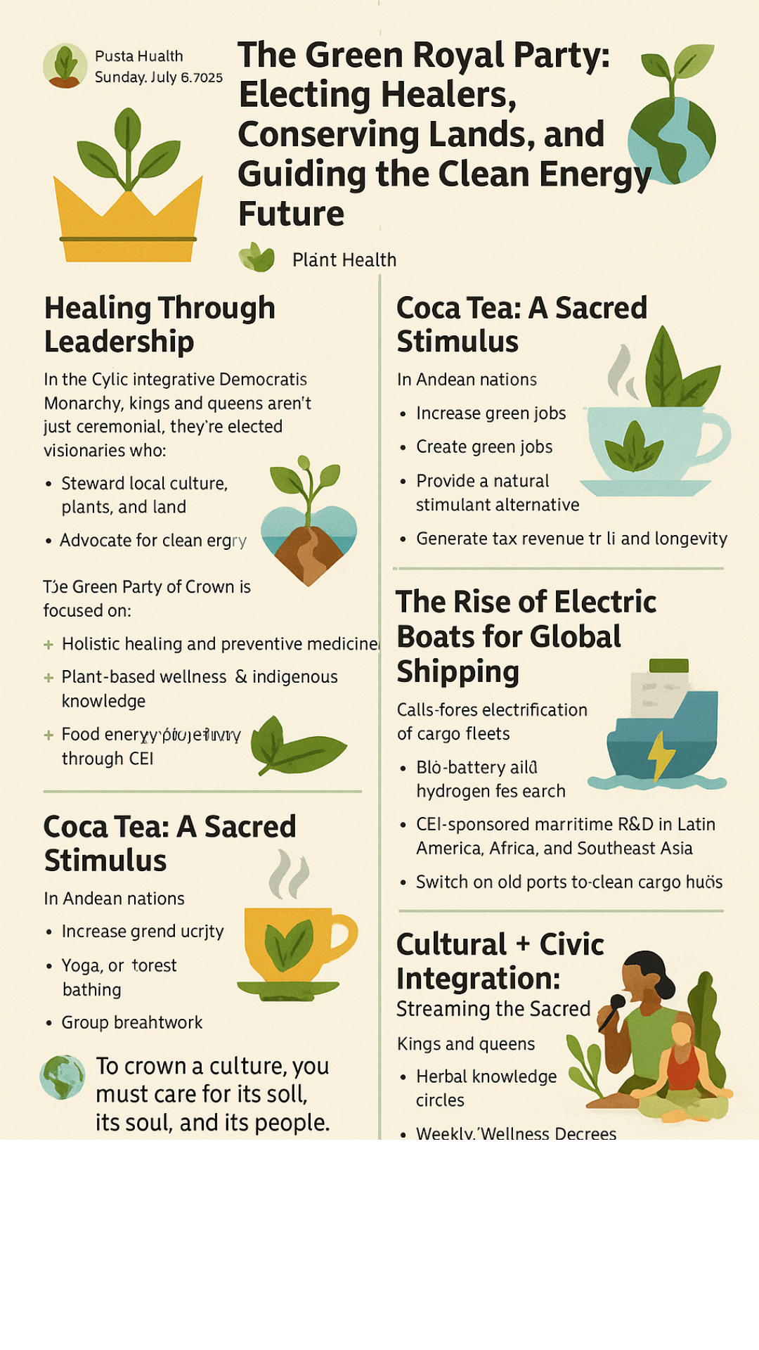 The Green Royal Party: Electing Healers, Conserving Lands, and Guiding the Clean Energy Future 🌿👑🚢